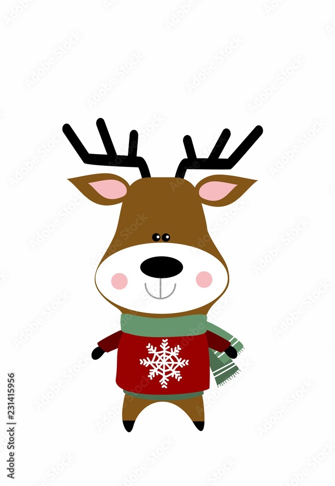 Fototapeta premium cute deer in Christmas outfit
