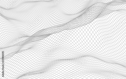Wallpaper Mural Abstract landscape on a white background. Cyberspace grid. Hi-tech network. 3d illustration Torontodigital.ca