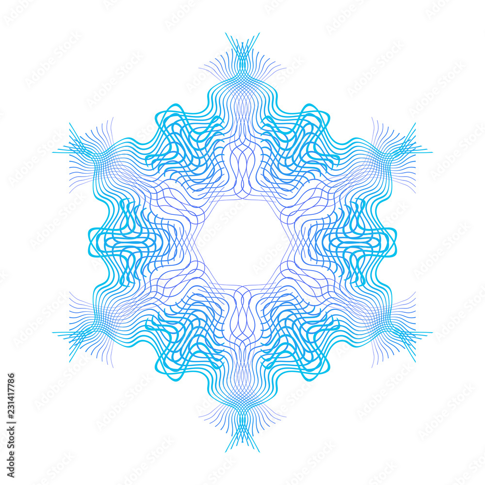 Fototapeta premium Blue guilloche rosette or spirograph background vector illustration