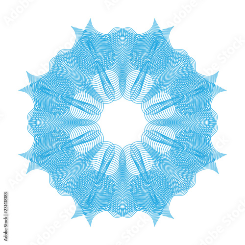 Blue guilloche rosette or spirograph background vector illustration photo