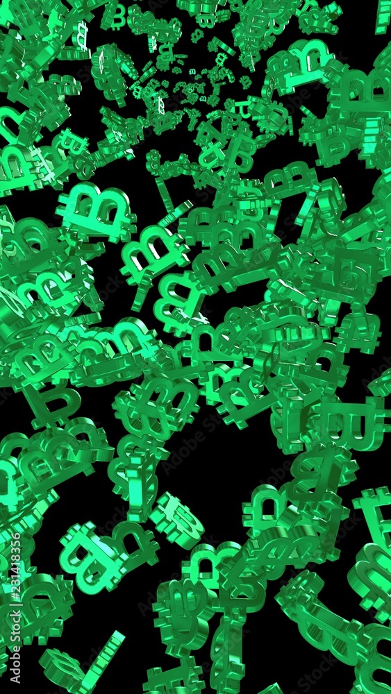 Digital currency symbol Bitcoin on a dark background. Fall of bitcoin. Cryptocurrency graph on virtual screen. Business, Finance and technology concept. 3D illustration Digital currency symbol Bitcoin on a dark background. Fall of bitcoin. Cryptocurrency graph on virtual screen. Business, Finance and technology concept. 3D illustration