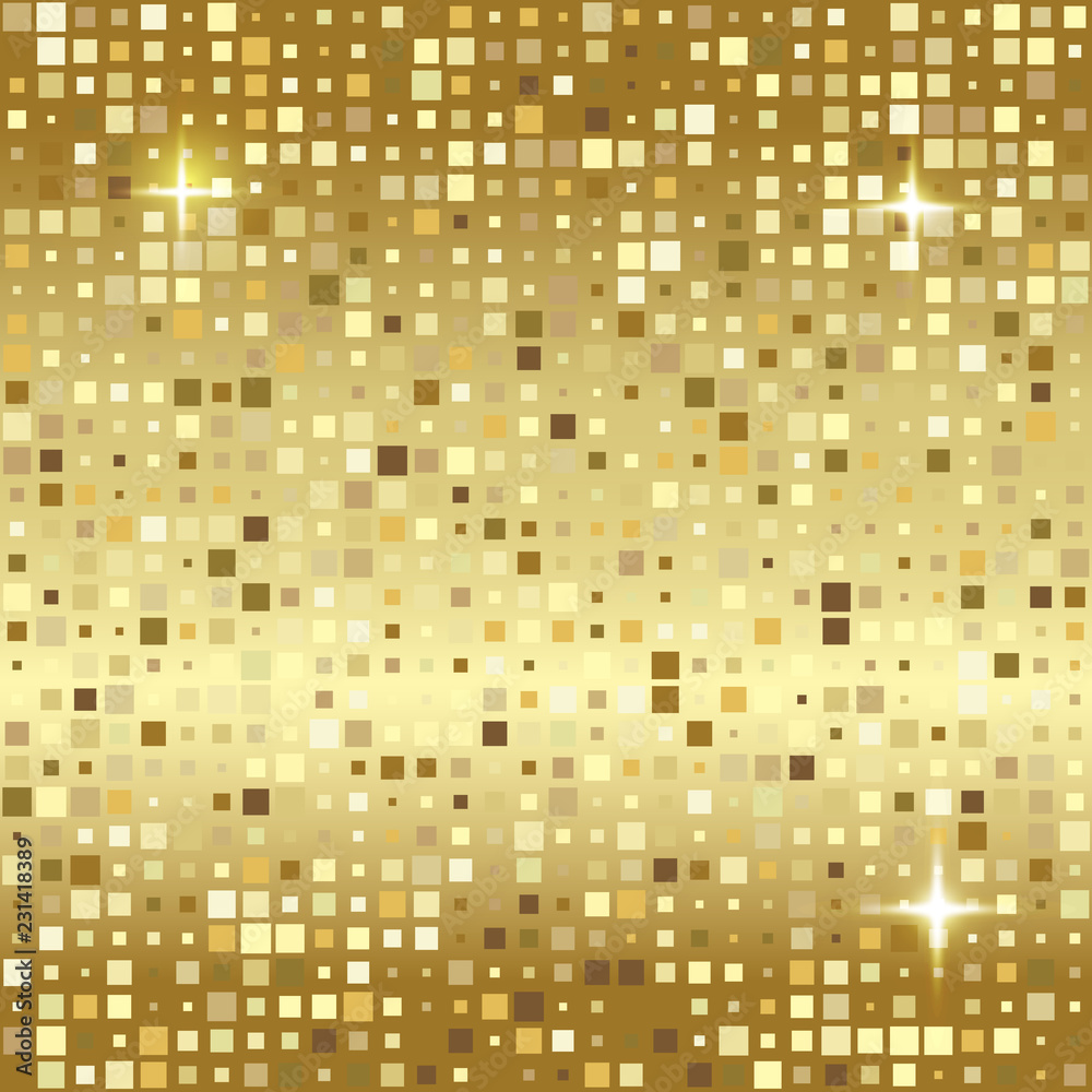 Luxury gold mosaic background or golden square tiles texture