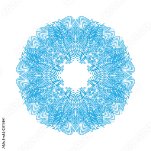 Blue guilloche rosette or spirograph background vector illustration