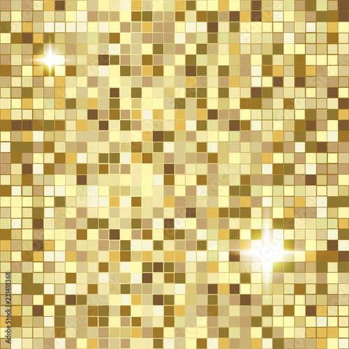 Luxury gold mosaic background or golden square tiles texture