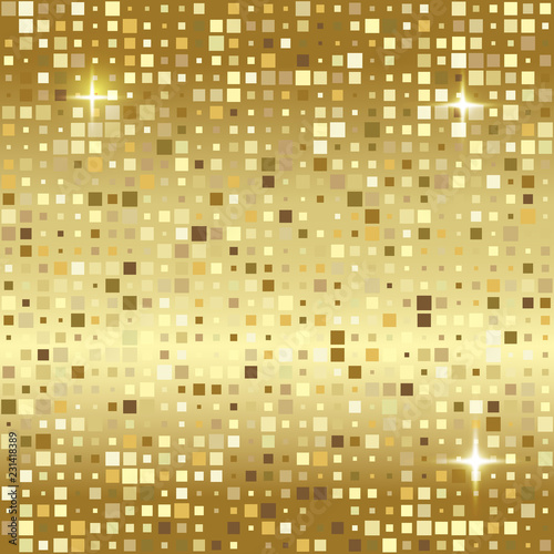 Luxury gold mosaic background or golden square tiles texture