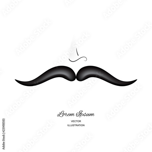 Curly black vintage mustache, moustache or whisker