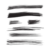 Hand drawn ink brush strokes with grunge details vector.