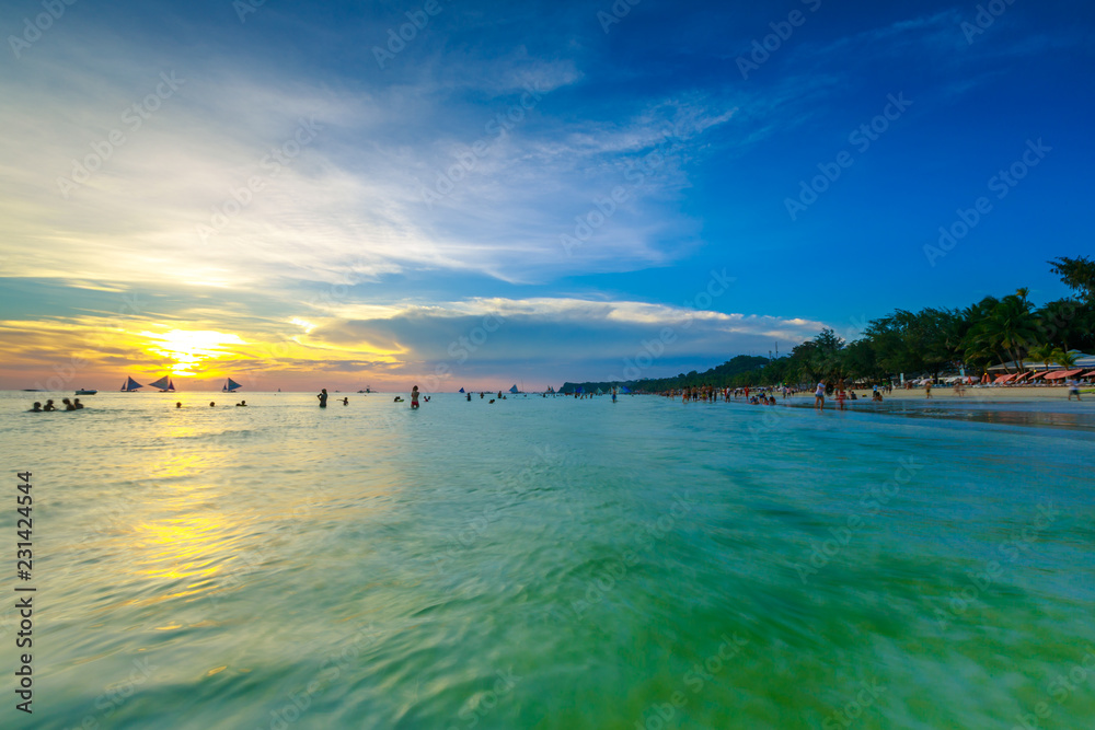 Beautiful sky during a sunset in Boracay Beach, Philippines