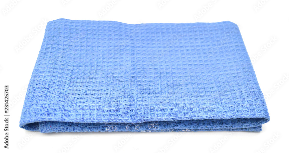 Crumpled blue microfiber cloth isolated on white background Crumpled blue microfiber cloth isolated on white background