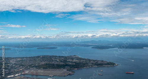 Aerial View of the Seattle Harbor From the Air