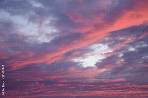 pink clouds in the sky illuminated by sunrise