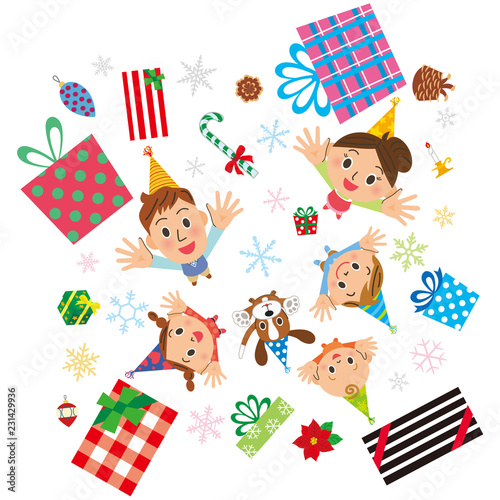 クリスマスのプレゼントが家族に舞い降りる