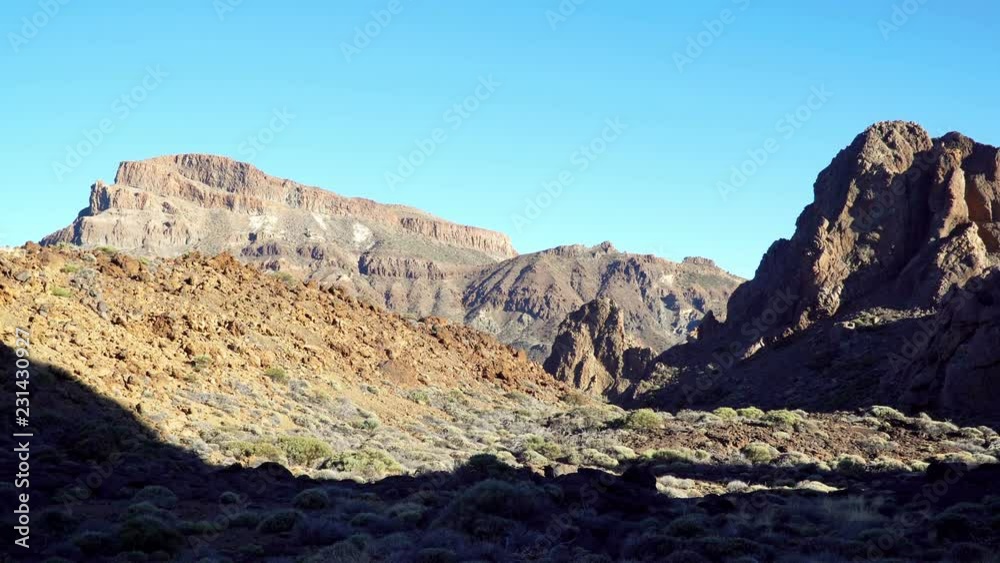 Mountain Rocks in Volcano Crater. Teide National Park, Tenerife, Spain. Mountain Rocks in Volcano Crater. Teide National Park, Tenerife, Spain.