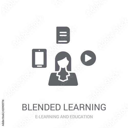 blended learning icon. Trendy blended learning logo concept on white background from E-learning and education collection