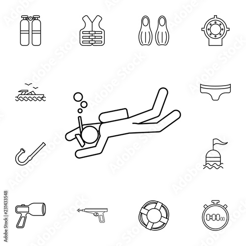 Diver icon. Detailed set of diving, fishing and hunting icons. Premium quality graphic design icon. One of the collection icons for websites, web design, mobile app