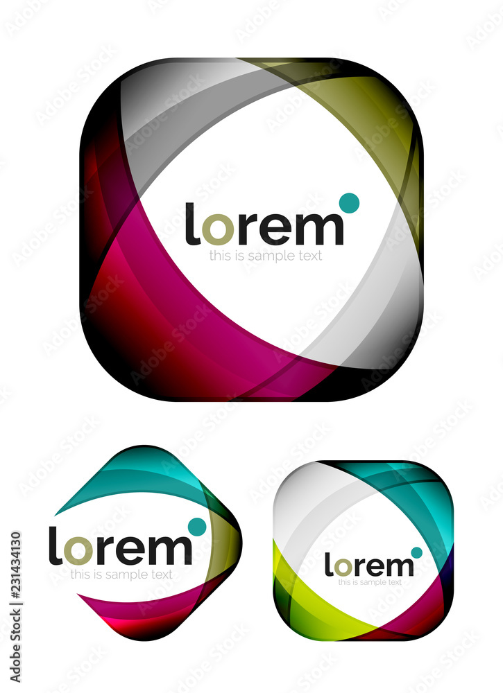 Set of geometric convergence vector icons Set of geometric convergence vector icons