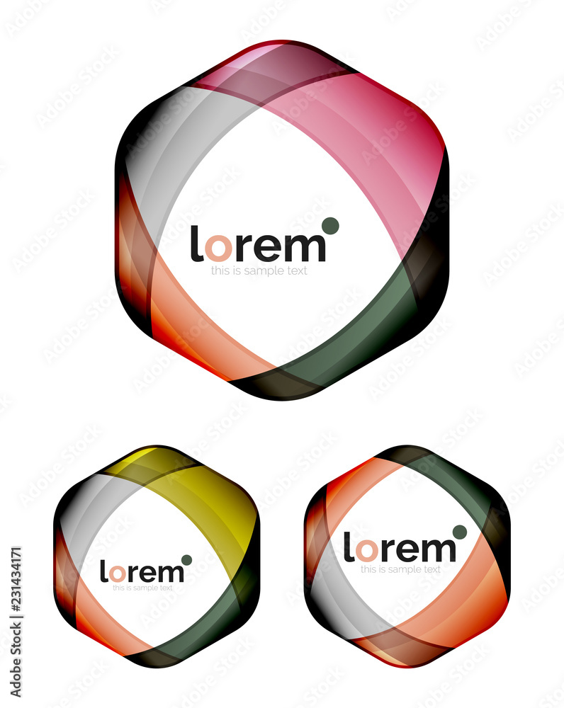 Set of geometric shape convergence logo design templates Set of geometric shape convergence logo design templates