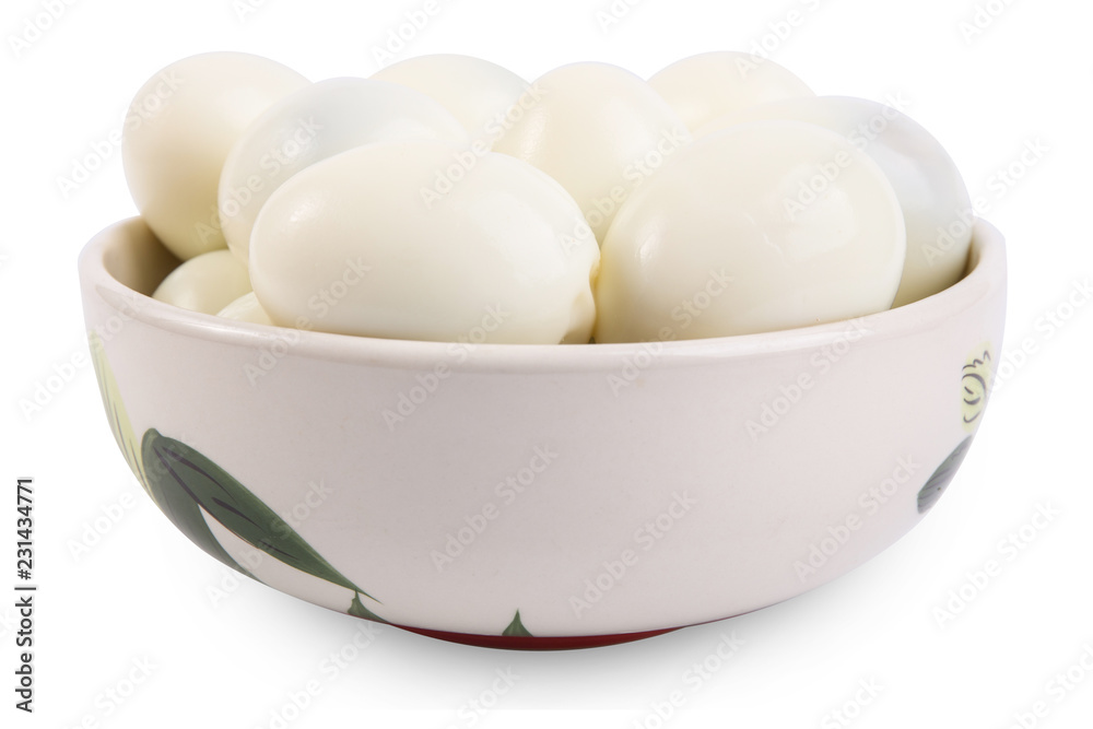 Boiled Egg in bowl on white background. Protein Source Boiled Egg in bowl on white background. Protein Source