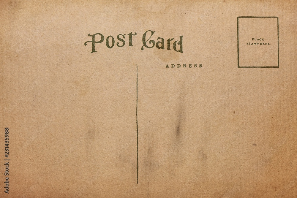 Backside of blank postcard with dirty stain Backside of blank postcard with dirty stain