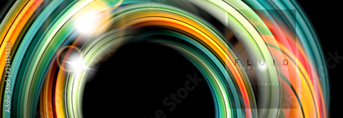 Mixing color waves on black, liquid flowing shapes