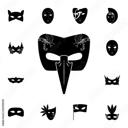 carnival mask with a long nose icon. Detailed set of carnival masks icons. Premium quality graphic design icon. One of the collection icons for websites, web design, mobile app