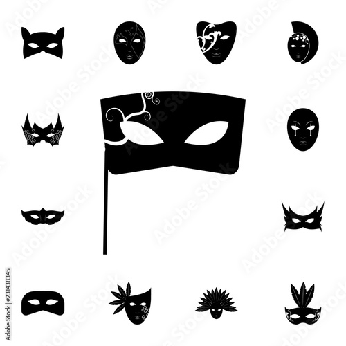 Carnival mask on stick icon. Detailed set of carnival masks icons. Premium quality graphic design icon. One of the collection icons for websites, web design, mobile app