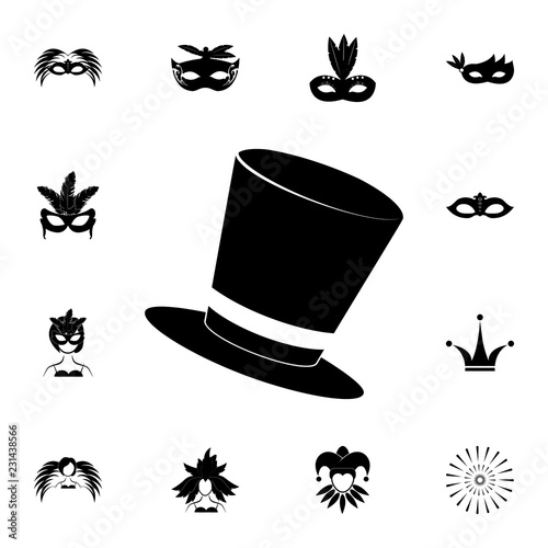 Top hat icon. Detailed set of carnival masks icons. Premium quality graphic design icon. One of the collection icons for websites, web design, mobile app