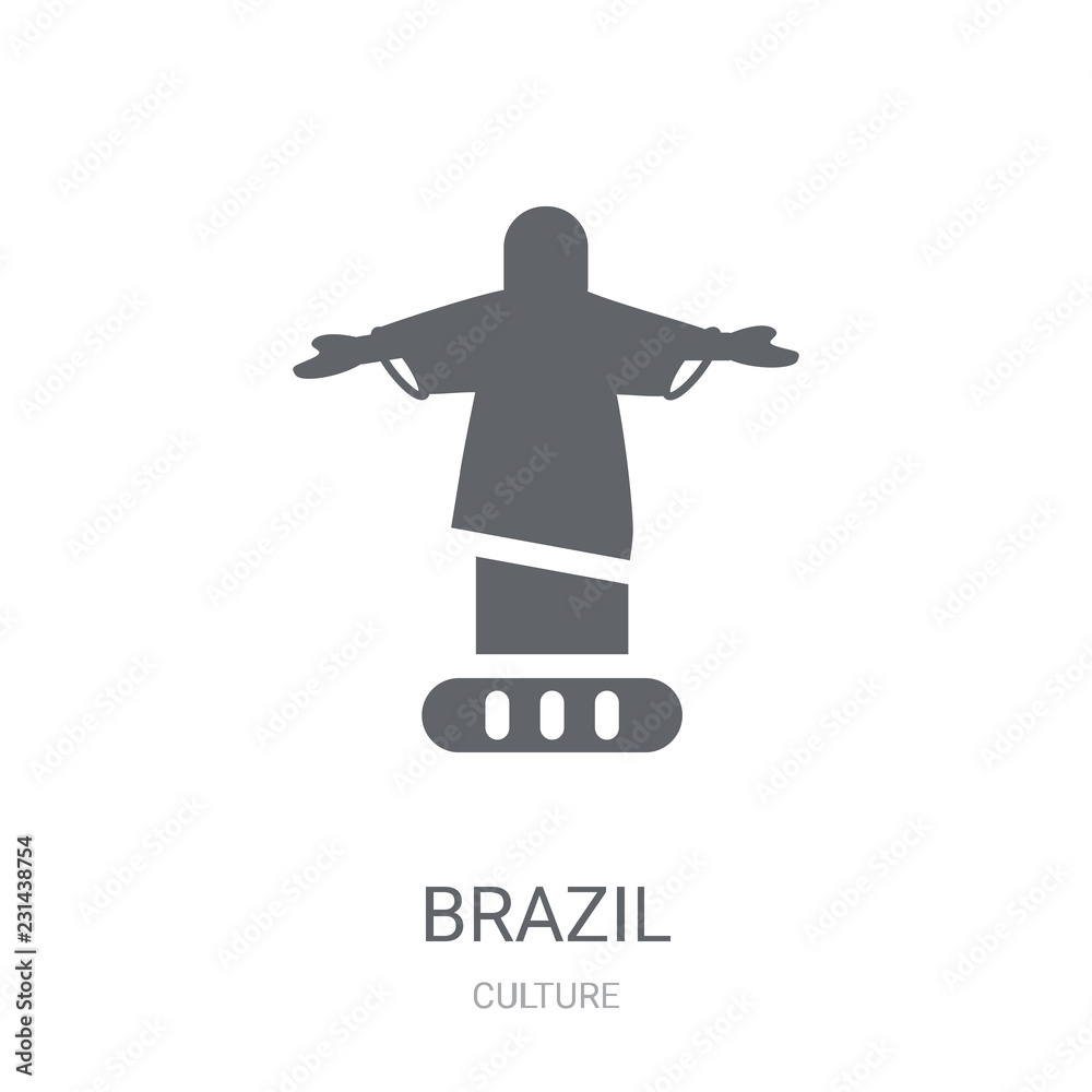 Brazil sculpture of Christ the redeemer icon. Trendy Brazil