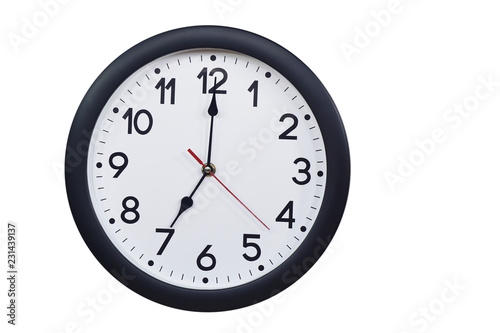 Time concept with black clock at seven