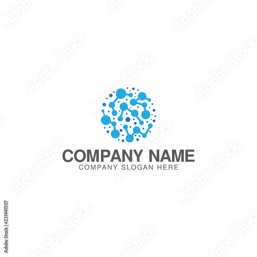Connection molecule logo design vector template