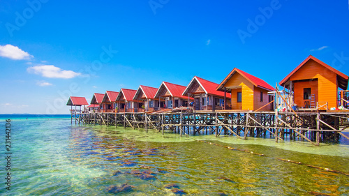 Beautiful Floating Budget Resort at Mabul Island. photo