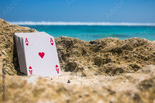 ace of heart poker card beach theme