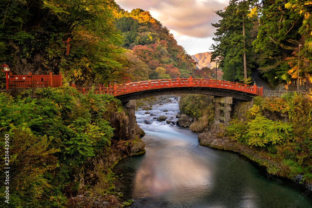 Fall in the morning in Nikko// Long exposure with Shinkyo bridge in fall// Tochigi, Japan Fall in the morning in Nikko// Long exposure with Shinkyo bridge in fall// Tochigi, Japan