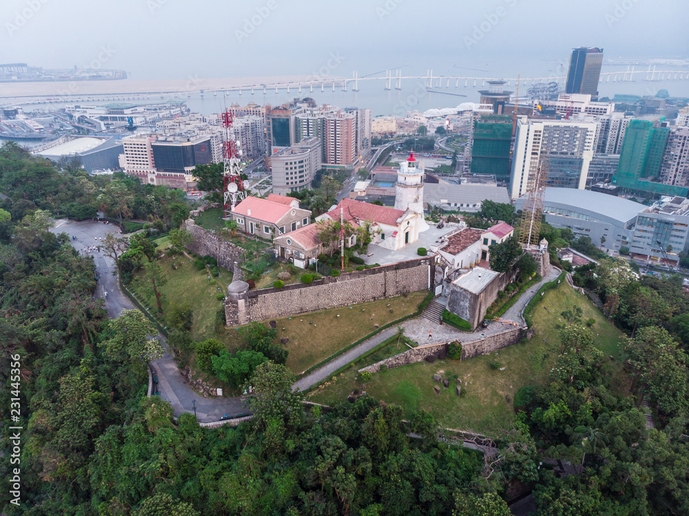 Aerial view of the Guia fortress in Macau