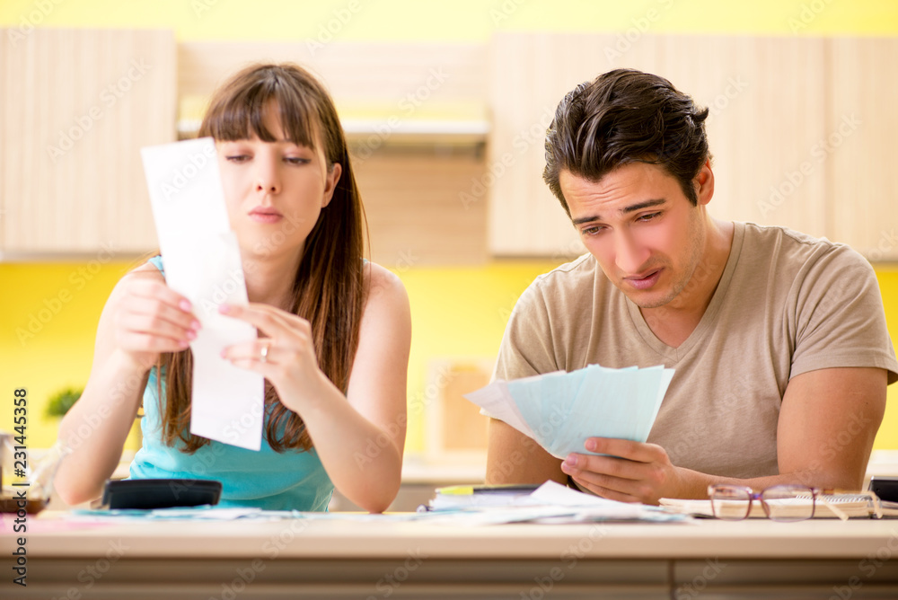 Young family struggling with personal finance Young family struggling with personal finance