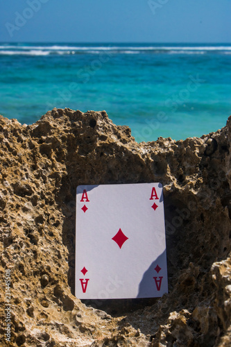ace of diamond poker card beach theme
