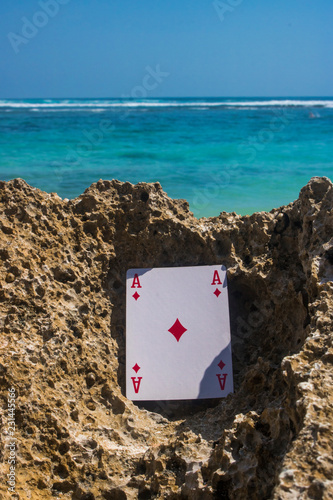 ace of diamond poker card beach theme