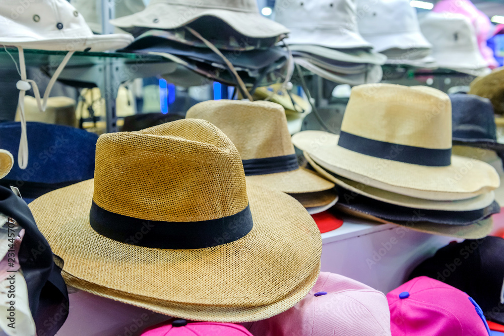 Men's  hats in retro vintage style on sale in the market