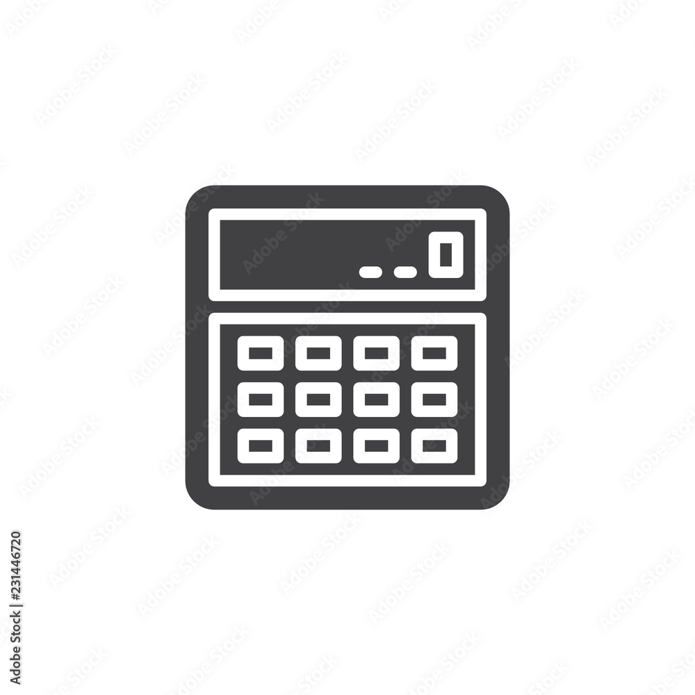Calculator vector icon. filled flat sign for mobile concept and web design. Calculate electronic device simple solid icon. Symbol, logo illustration. Pixel perfect vector graphics Calculator vector icon. filled flat sign for mobile concept and web design. Calculate electronic device simple solid icon. Symbol, logo illustration. Pixel perfect vector graphics
