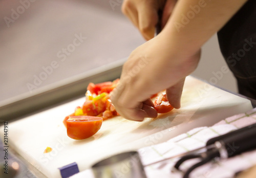 Chef preparing food, meal, in the kitchen, chef cooking, Chef decorating dish, chef at work
