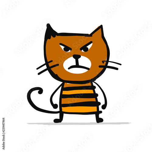 Funny kitten, sketch for your design