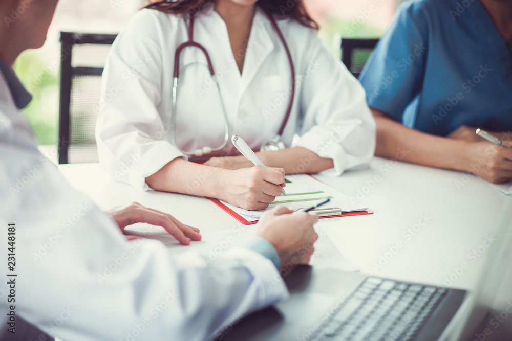 Medical team discussing and working together, Medical education, health care, Medical conferrence concept. Medical team discussing and working together, Medical education, health care, Medical conferrence concept.