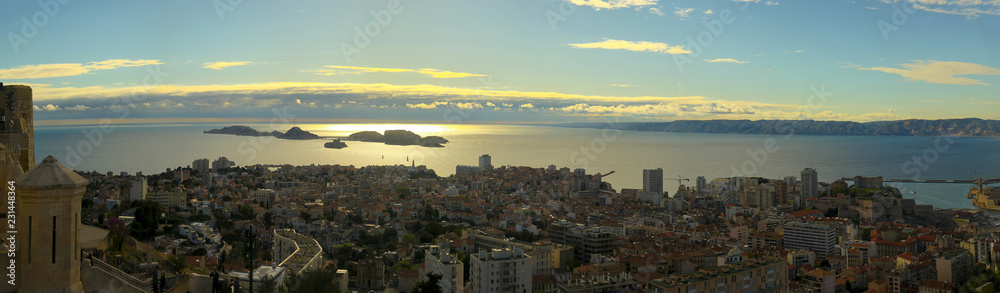 an Panorama, Aerial View, Cityscape Of Marseille, France.