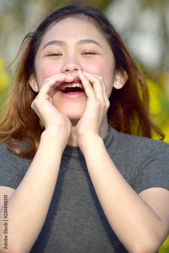 Beautiful Asian Female Shouting