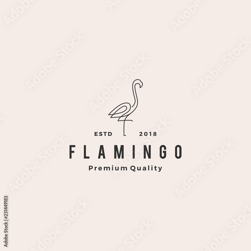 flamingo logo vector line outline monoline icon illustration