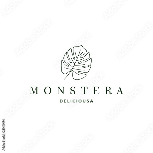 monstera deliciosa deliciousa leaf logo vector icon illustration