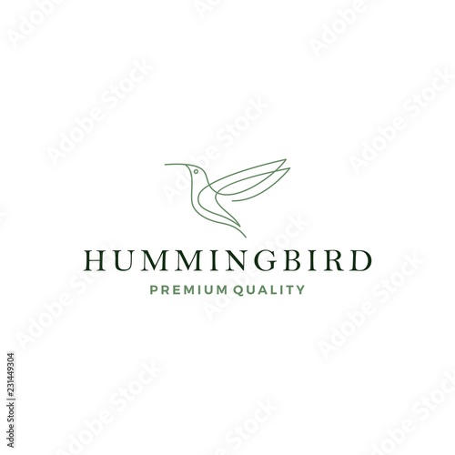 hummingbird colibri bird logo line outline monoline vector icon illustration
