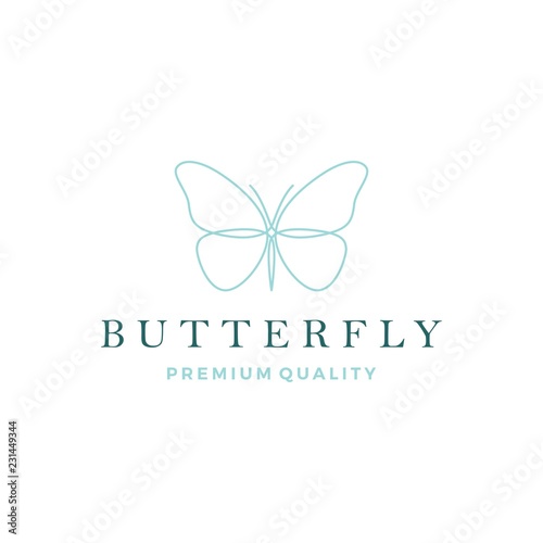 butterfly logo vector line outline monoline icon illustration