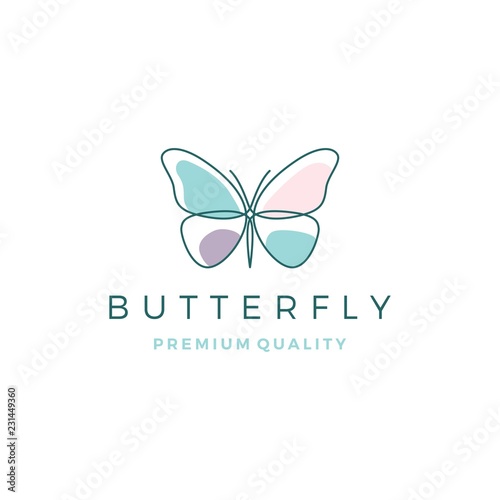butterfly logo vector line outline monoline icon illustration