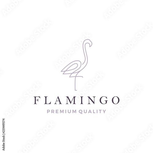 flamingo logo vector line outline monoline icon illustration
